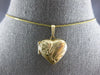 ESTATE 14KT YELLOW GOLD 3D HEART SHAPE HANDCARVED FLOWER LOCKET PENDANT #27975