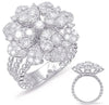 LARGE 1.40CT DIAMOND 14KT WHITE GOLD MULTI ROW INVIISBLE HEART FLOWER LOVE RING