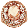 LARGE 4.50CT DIAMOND & AAA MORGANITE 14KT ROSE GOLD OVAL & ROUND FLOWER FUN RING