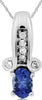 .50CT DIAMOND & AAA TANZANITE 14KT WHITE GOLD OVAL & ROUND BAR FLOATING PENDANT