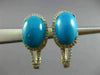 ESTATE 7.79CT DIAMOND & TURQUOISE 14K YELLOW GOLD HALO FILIGREE HANGING EARRINGS