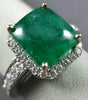LARGE 4.81CT DIAMOND & AAA EMERALD 14KT WHITE GOLD SQUARE HALO ENGAGEMENT RING