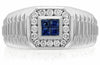 ESTATE .57CT DIAMOND & AAA SAPPHIRE 14KT WHITE GOLD SQUARE HALO ROLEX MENS RING