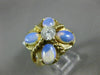 ESTATE WIDE .14CT DIAMOND & AAA OPAL 14K YELLOW GOLD 3D MATTE SHINY 5 STONE RING