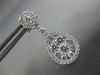 LARGE 1.57CT DIAMOND 18KT WHITE GOLD CLUSTER FLOWER TEAR DROP HANGING EARRINGS