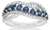 WIDE 1.43CT DIAMOND & AAA SAPPHIRE 14K WHITE GOLD CRISS CROSS INFINITY LOVE RING