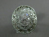 ESTATE LARGE .26CT DIAMOND 14K WHITE GOLD 3D ROPE OPEN FILIGREE OVAL FLOWER RING