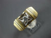 ESTATE .15CT DIAMOND 14KT 2 TONE GOLD 3D CLASSIC SOLITAIRE SQUARE MENS RING