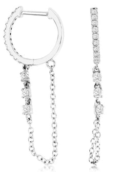 .29CT DIAMOND 14KT WHITE GOLD 3D ROUND BY THE YARD CHANDELIER HANGING EARRINGS
