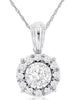 ESTATE .25CT DIAMOND 14KT WHITE GOLD CLASSIC SOLITAIRE FLOWER FLOATING PENDANT