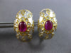 LARGE 1.36CT DIAMOND & AAA RUBY 18KT 2 TONE GOLD 3D HANDCRAFTED EARRINGS #28136