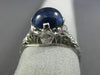 ANTIQUE 2.20CT DIAMOND & AAA CABOCHON SAPPHIRE PLATINUM 3D FILIGREE RING #25804
