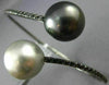 LARGE 1CT BLACK DIAMOND & AAA PEARLS 18KT BLACK GOLD CRISS CROSS BANGLE BRACELET