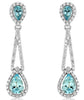 2.06CT DIAMOND & AAA AQUAMARINE 14KT WHITE GOLD PEAR SHAPE & ROUND HALO EARRINGS