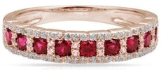 .96CT DIAMOND & AAA RUBY 14KT ROSE GOLD ROUND 3D SEMI ETERNITY ANNIVERSARY RING