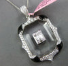 LARGE 1.58CT DIAMOND & AAA ONYX & CRYSTAL 18K WHITE GOLD SQUARE FLOATING PENDANT
