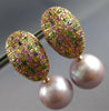 ESTATE LARGE 2.50CT AAA SAPPHIRE & PINK SOUTH SEA PEARL 18KT ROSE GOLD HANGING EARRINGS