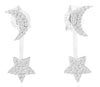 .22CT DIAMOND 14KT WHITE GOLD 3D CLASSIC MOON & STAR LOVE FUN HANGING EARRINGS