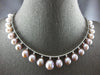 LARGE 1.63CT DIAMOND & AAA PINK PEARL 18KT WHITE GOLD GRADUATING TENNIS NECKLACE