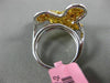 ESTATE LARGE 4.12CT WHITE & FANCY YELLOW DIAMOND 18K 2 TONE GOLD 3D FLOWER RING