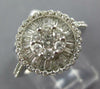 WIDE 1.0CT DIAMOND 14KT WHITE GOLD 3D ROUND & BAGUETTE CLUSTER FLOWER LOVE RING