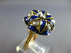 ANTIQUE LARGE .18CT OLD MINE DIAMOND & BLUE ENAMEL 18KT 2 TONE GOLD RING #27709
