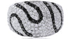 LARGE 1.93CT WHITE & BLACK DIAMOND 14KT WHITE GOLD MULTI ROW PAVE SWIRL FUN RING