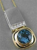 ESTATE 5CTW DIAMOND BLUE TOPAZ 14K WHITE YELLOW GOLD HANGING SLIDE PENDANT 21382