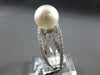 ESTATE WIDE .58CT DIAMOND & AAA SOUTH SEA PEARL 14K WHITE GOLD V SHAPE LOVE RING