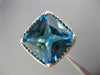 ESTATE EXTRA LARGE 10.20CT AAA BLUE TOPAZ 14K WHITE GOLD 3D SQUARE HALO FUN RING