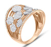 WIDE .51CT DIAMOND 14KT WHITE & ROSE GOLD 3D MULTI ROW MULTI CIRCULAR FUN RING