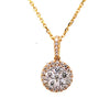 ESTATE .47CT DIAMOND 18KT YELLOW GOLD ROUND CLUSTER FLOWER HALO FLOATING PENDANT