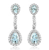 1.32CT DIAMOND & AAA AQUAMARINE 14KT WHITE GOLD PEAR SHAPE HALO HANGING EARRINGS