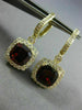 ESTATE LARGE 6.18CT DIAMOND & AAA GARNET 14KT YELLOW GOLD HALO HANGING EARRINGS