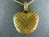 ANTIQUE LARGE .60CT DIAMOND 14KT YELLOW GOLD FILIGREE PUFFED HEART PENDANT 606