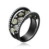 ESTATE LARGE 3.71CT MULTI COLOR DIAMOND 18KT WHITE GOLD PEAR SHAPE & ROUND RING