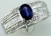 1.33CT DIAMOND & AAA SAPPHIRE 14K WHITE GOLD OVAL ROUND BAGUETTE ENGAGEMENT RING