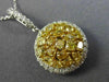 ESTATE LARGE 2.13CT WHITE & FANCY YELLOW DIAMOND 18KT 2 TONE GOLD ROUND PENDANT
