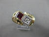 ANTIQUE .95CT OLD MINE DIAMOND & RUBELLITE 14K 2 TONE GOLD SWIRL MENS RING 19295