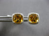 LARGE 3.93CT DIAMOND & AAA CITRINE 18KT WHITE GOLD CUSHION & ROUND STUD EARRINGS