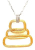 LARGE .15CT DIAMOND 18K 2 TONE GOLD MATTE & SHINY MULTI SQUARE LOVE KNOT PENDANT