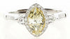 .99CT WHITE & FANCY YELLOW DIAMOND 18KT 2 TONE GOLD 3 STONE HALO ENGAGEMENT RING