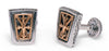 ESTATE HANDCRAFTED 18KT YELLOW GOLD & 925 SILVER RECTANGULAR FILIGREE CUFFLINKS