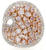 LARGE 1.90CT WHITE & PINK DIAMOND 18K WHITE & ROSE GOLD 3D CLUSTER CIRCULAR RING