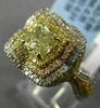 LARGE 2.05CT WHITE PINK & FANCY YELLOW DIAMOND 18K 2TONE GOLD 3D ENGAGEMENT RING