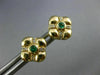 ESTATE .20CT DIAMOND & AAA EMERALD 14KT YELLOW GOLD FLOWER SQUARE STUD EARRINGS