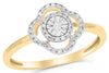 ESTATE .11CT DIAMOND 14KT 2 TONE GOLD 3D ROUND SUNBURST FLOWER FUN RING