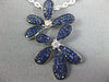 LARGE DIAMOND & AAA SAPPHIRE 18KT WHITE GOLD DOUBLE FLOWER BUTTERFLY FUN PENDANT