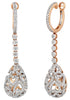 LARGE 1.74CT DIAMOND 18K WHITE ROSE GOLD MULTI FLOWER TEAR DROP HANGING EARRINGS