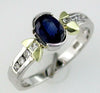 1.18CT DIAMOND & AAA SAPPHIRE 14KT 2 TONE GOLD OVAL & ROUND FRIENDSHIP LOVE RING